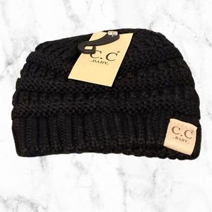 C.C. BABY solid black beanie see description for size